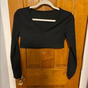 Black long sleeve crop with legging set